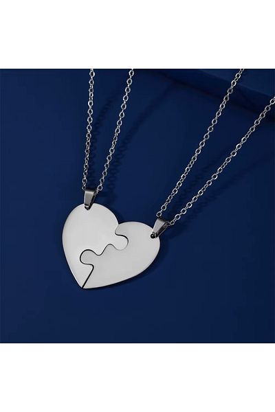 Shiny Spectra Shareable Heart Steel Necklace - Half Pair, Our Sweetheart