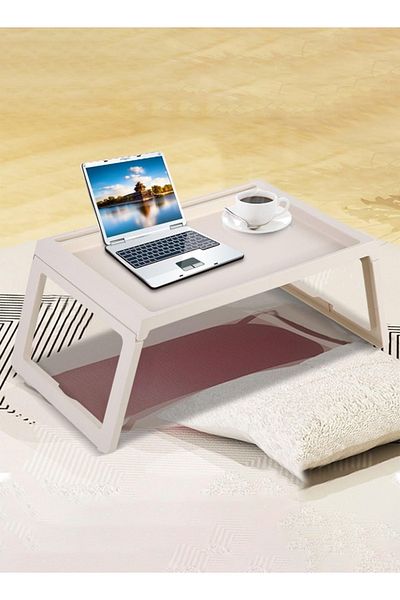 Taimi Folding Personal Dining Table, Lapdesk for Study, Eating, Working, Beige, for Bed/Sofa