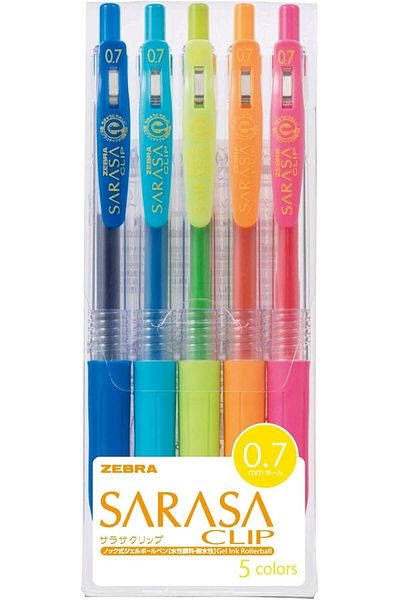 Zebra Sarasa Clip 0.7, 5 Color Set (JJB15-5CA)