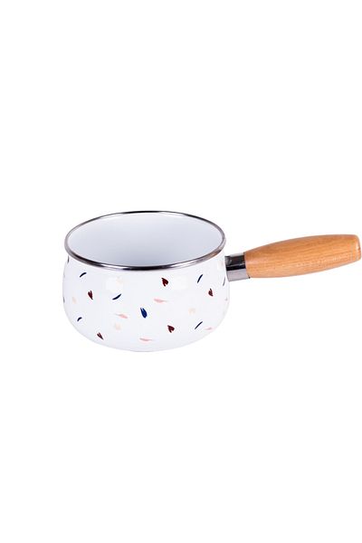 EMAYlab 1.3 Liter 16cm Loren Enamel Milk Bowl with Wooden Handle