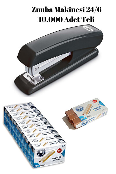 NEON PLUS Büyük Zımba Makinesi 24/6 ve 10.000 Adet Zımba Teli Ofis Seti