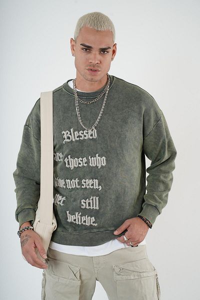 king brich Φούτερ Unisex με κέντημα με γράμματα με λαιμόκοψη