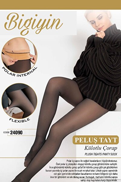 bigiyin Suprafață interioară de pluș - șosete de iarnă cu efect de piele neagră