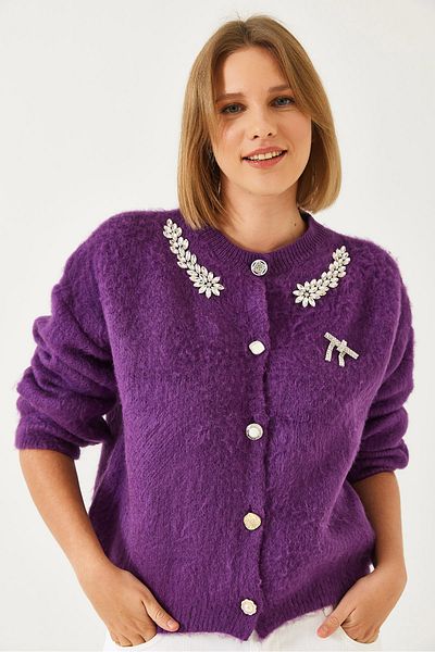 Bianco Lucci Women's Rhinestone Sweater Cardigan 20246266