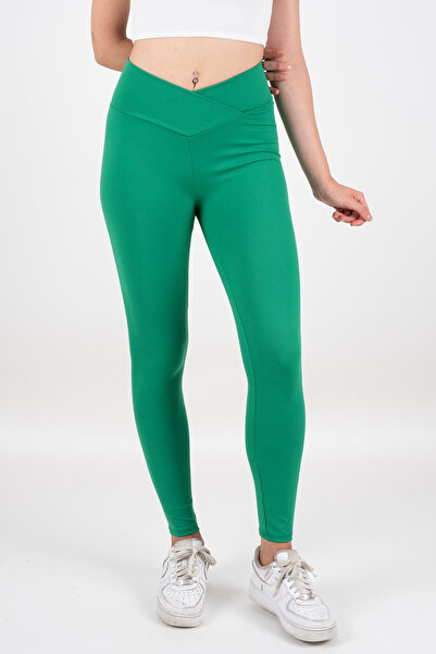 FV Knitted Ribbed High Waist Front Cross Stretchy Tights