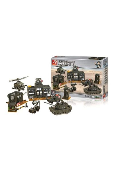 Sluban  1028-Piece Cubes Army Camp Building Set