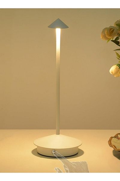 Taimi Wireless Touch Dimmable Table Lamp, Battery Operated, Rechargeable 1500mAh, 3-Color LED, White