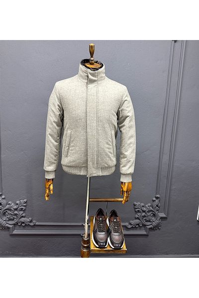 ALTINYILDIZ CLASSICS Standard Fit Regular Cut Wool Elastic Beige Stamp Coat