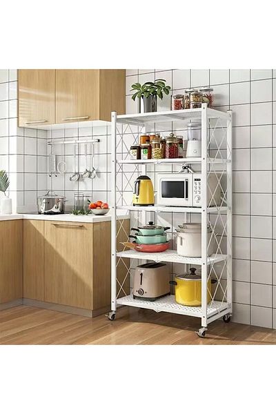 Taimi 5-tier Moveable 163x40x72 Foldable Storage Shelves White