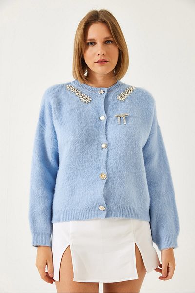 Bianco Lucci Women's Rhinestone Sweater Cardigan 20246266