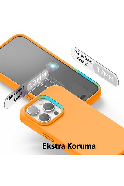 Merwish غطاء حماية من السيليكون متوافق مع هاتف Apple Iphone 12 Promax مع شعار مخملي باللون البرتقالي