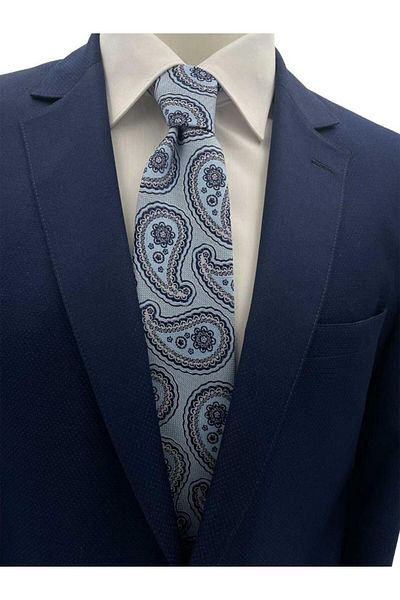 Brianze Blue Navy Blue Shawl Pattern Tie