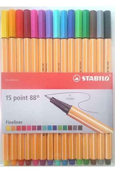 Stabilo مجموعة تلوين مضادة للتوتر من Point 88 Pen (15 قلمًا رفيعًا وكتاب تلوين مكون من 80 صفحة)