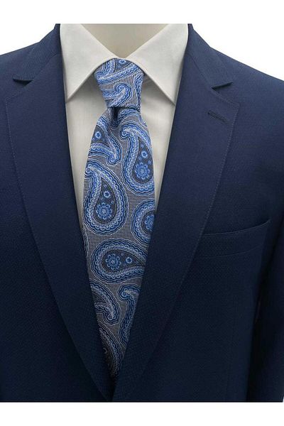Brianze Blue Shawl Pattern Tie