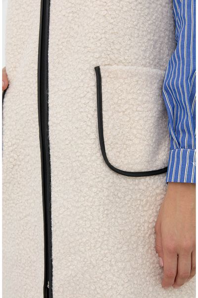 Fatma Atasoy Ecru Teddy Vest with Piping