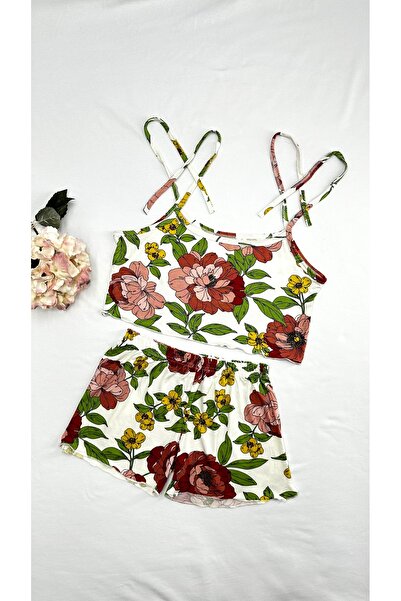 Clara Butik Γυναικείο σορτς με σχοινί λουράκι Crop Σετ Νυχτικό Σετ Άνετο Χτεν...