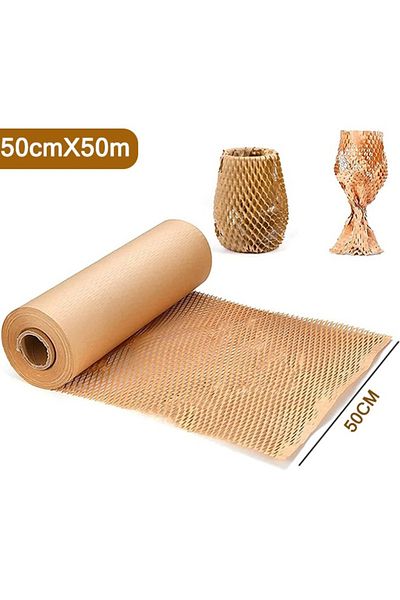 Taimi لفافة ورق تغليف على شكل قرص العسل مقاس 50 سم × 50 متر للأشياء القابلة للكسر