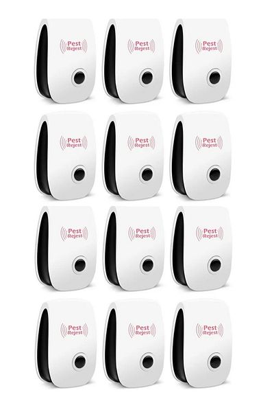 Taimi 12-Pack Ultrasonic Pest Repeller for Rats, Cockroaches, Mosquitoes and Insects White