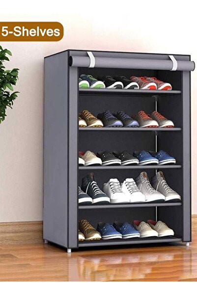Taimi  Shoes Rack 5 Shelves With Stainless Steel Frame Grey 60X30X90Cm