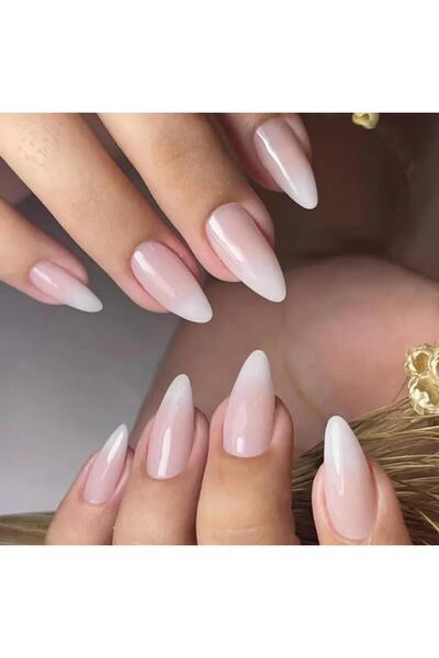 miatamer 24 Adet Doğal Tonlu Badem şekilli takma tırnak seti