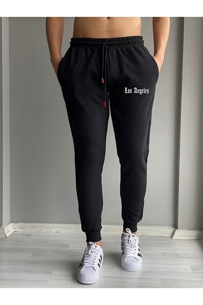 DEEPSENCE Ανδρικό μαύρο φούτερ LosAngeles Lıcra SlimFit Fit