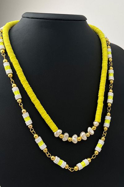Modex Phosphorescent Yellow Double Fimo Necklace (Size:43+5 cm)