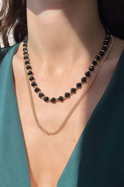 Modex Crystal Beaded Double Necklace
