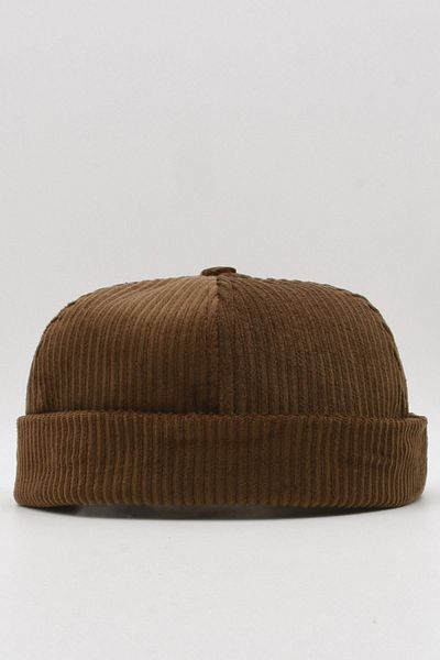 Külah Men's Brown Velvet Docker Beret Folding Cap Hat