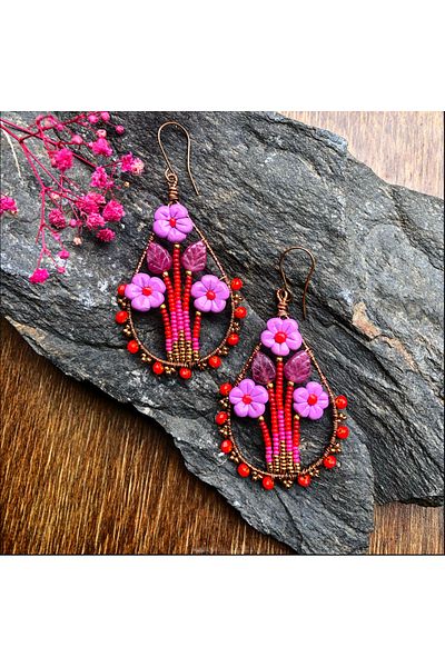 MODA Handmade Copper wire wrap earrings