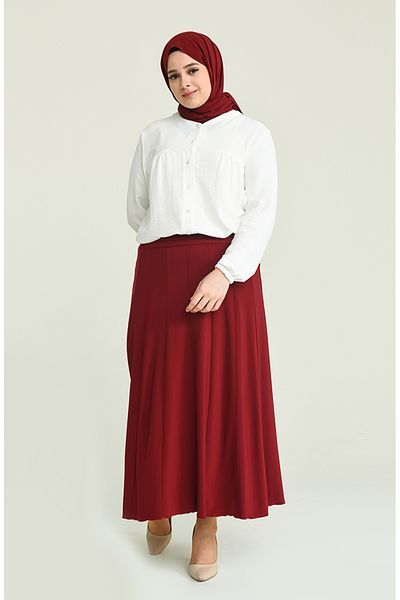 sefamerve Plus Size Corsage Rock 85051-01 Weinrot