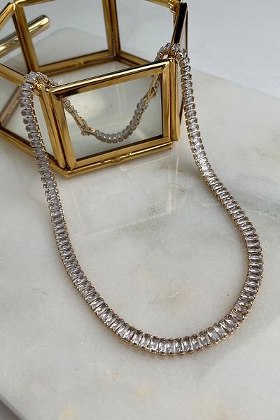 Modex Zircon Baguette Stone Waterway Necklace (38 cm)