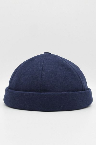 Külah Winter New Style Wool Retro Hip-hop Docker Hat Navy Blue