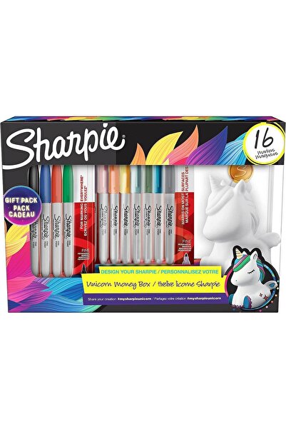 Sharpie Permanent Set Fine 16 Lı Kumbara Hediyeli Tek Boynuz