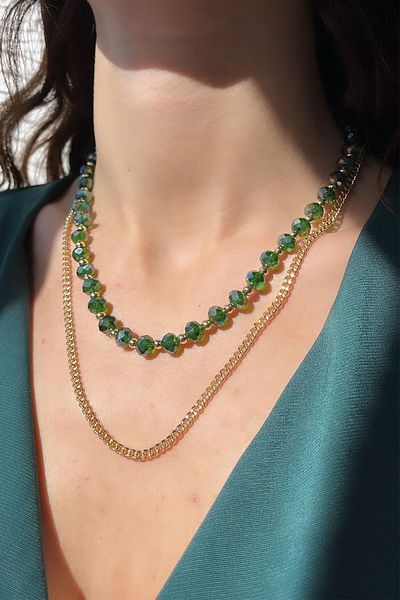 Modex Crystal Beaded Double Necklace
