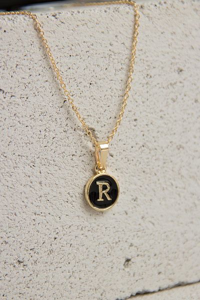 Modex Gold Enamel Letter Necklace
