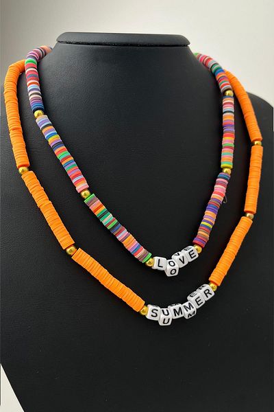 Modex Double Color Combination Fimo Necklace (43+5 cm)