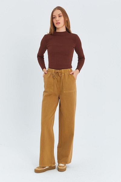 Mixray 4572 Model Camel Colored Γυναικείο Παντελόνι Palazzo - Piece Paint