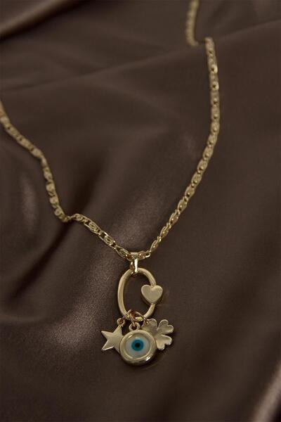 Modex Altın Rengi Mineli Göz Detay Kolye