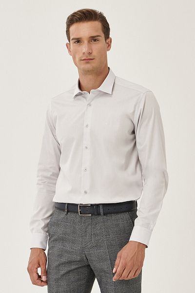 ALTINYILDIZ CLASSICS Altınyıldız 4A 2000000001   Par Nm Tailored Gray Men's Silim Fit Shirt