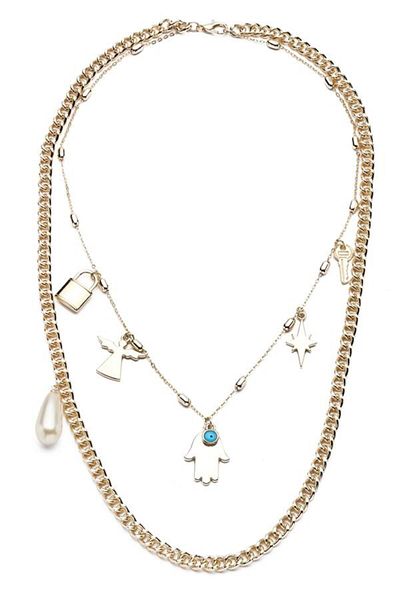 Modex Gold Yellow Double Necklace - Multi-Figured