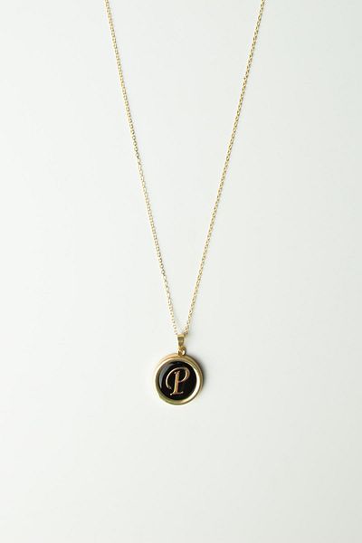 Modex Gold Black Pearlescent Letter Necklace