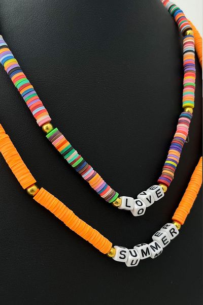 Modex Double Color Combination Fimo Necklace (43+5 cm)