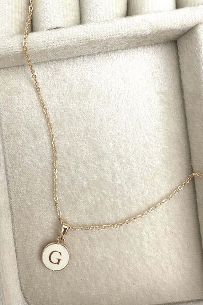 Modex Gold Enamel Letter Necklace