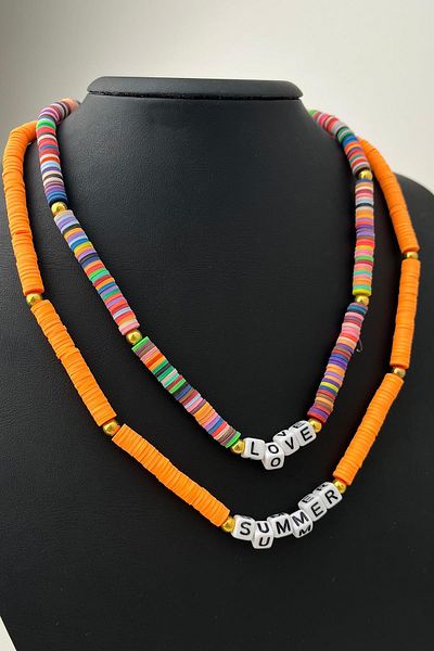 Modex Summer Love Detailed Combination Fimo Necklace (Size:43+5 cm)