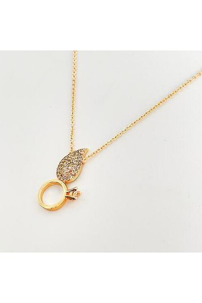 Modex Gold Zircon Stone Solitaire Necklace Gift for Lover