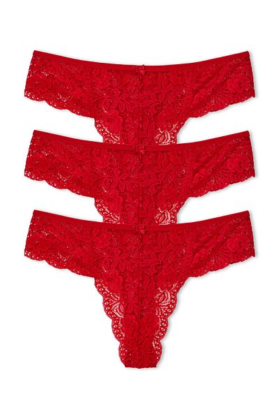 HNX Red Lace Thong Women's Panties 3-Pack