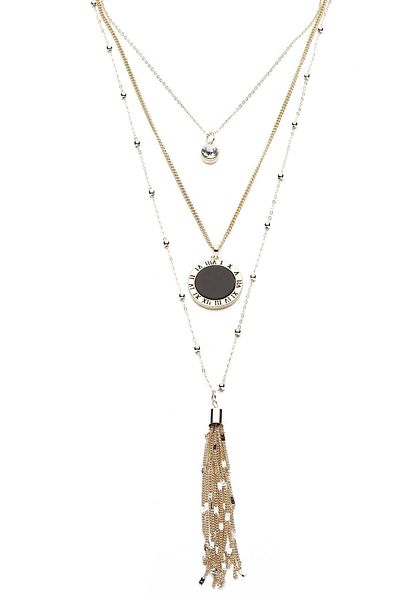 Modex Triple Roman Numeral Gold Yellow Necklace Set