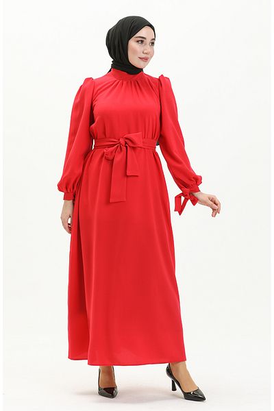 sefamerve Korallenfarbenes Schärpenkleid – 80153A-01
