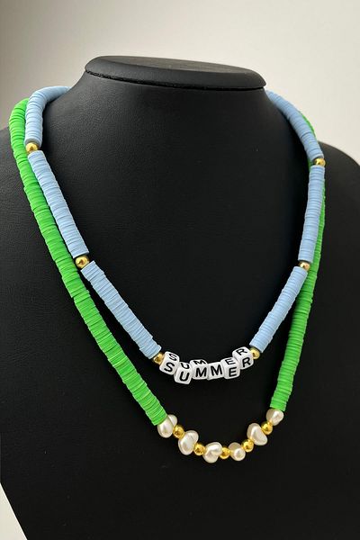 Modex Summer Double Colored Fimo Necklace (Size:43+5 cm)