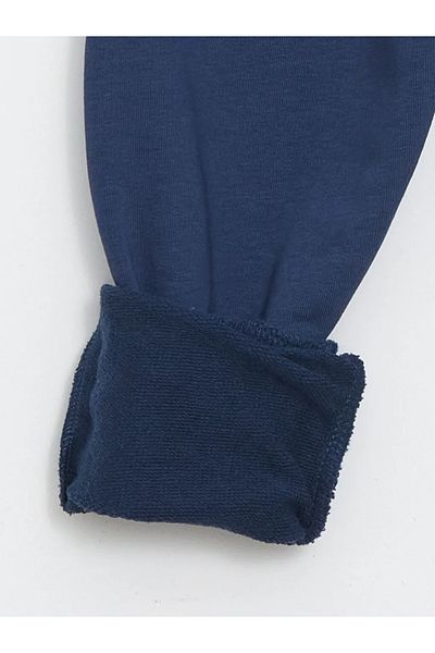 LC Waikiki Indigo Crew Neck Long Sleeve Printed Baby Boy Sweatshirt and Sweatpants Bottom Set of 2
